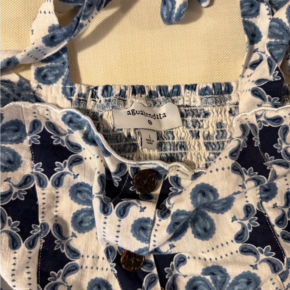 Agua Bendita x Target Blue and White Floral Embroidered Smocked Skirt Set - Picture 2 of 3
